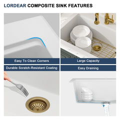 Lordear 30-Inch Drop-In Kitchen Sink Single Bowl