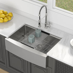 Lordear Single Bowl Workstation Apron Front Stainless Steel Farmhouse Sink