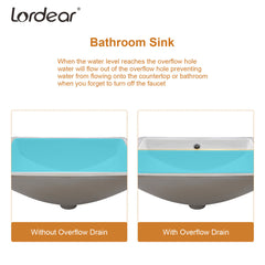 Lordear White Ceramic Rectangular Undermount Bathroom Sink