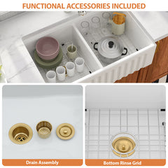 Lordear 33" undermount single-bowl farmhouse kitchen sink