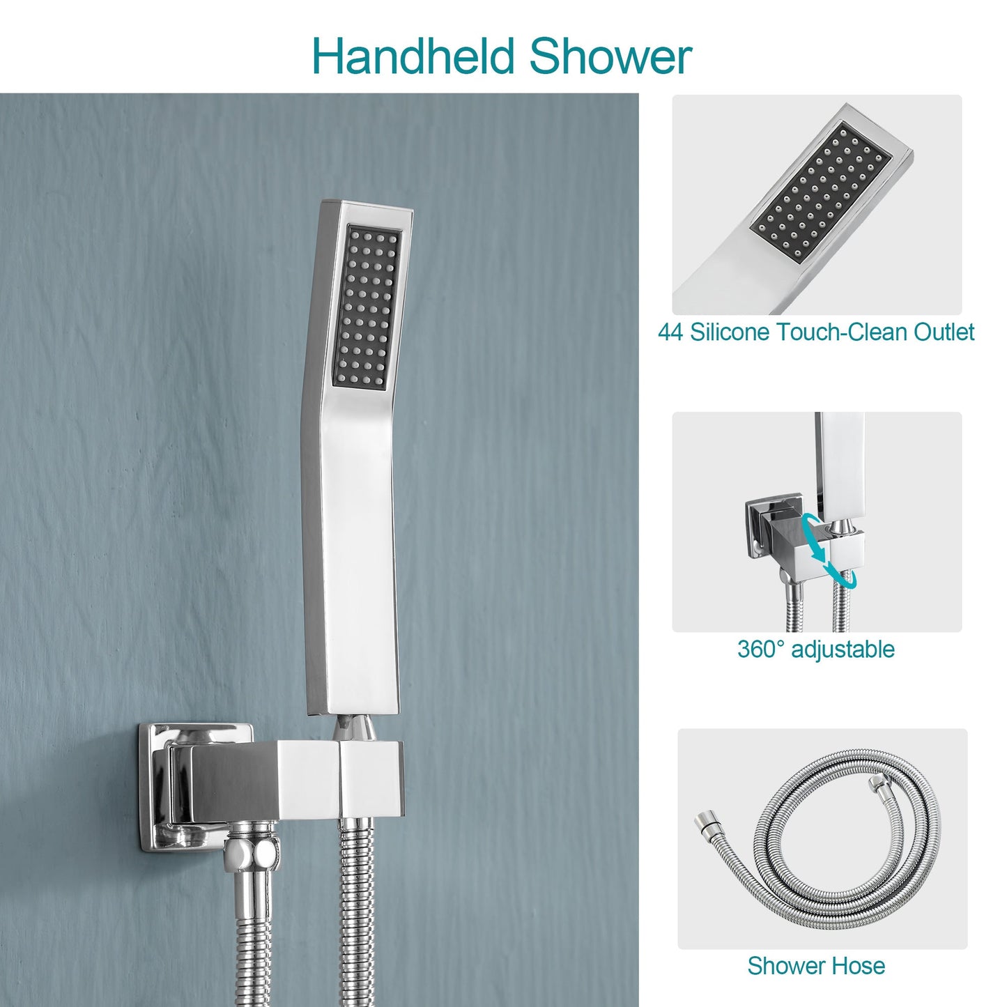 Lordear 10 Inch Wall Mounted Shower System with Chrome Finish - Stainless Steel Shower Head and Handheld | Big Deal, Shower Faucets & System, Shower Head with Handheld | Lordear