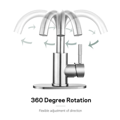 Lordear Bathroom Faucet - 2 Handle Brushed Nickel Lavatory Faucet Set with Pop-up Drain and Water Hoses | Bathroom Faucet, Big Deal | Lordear