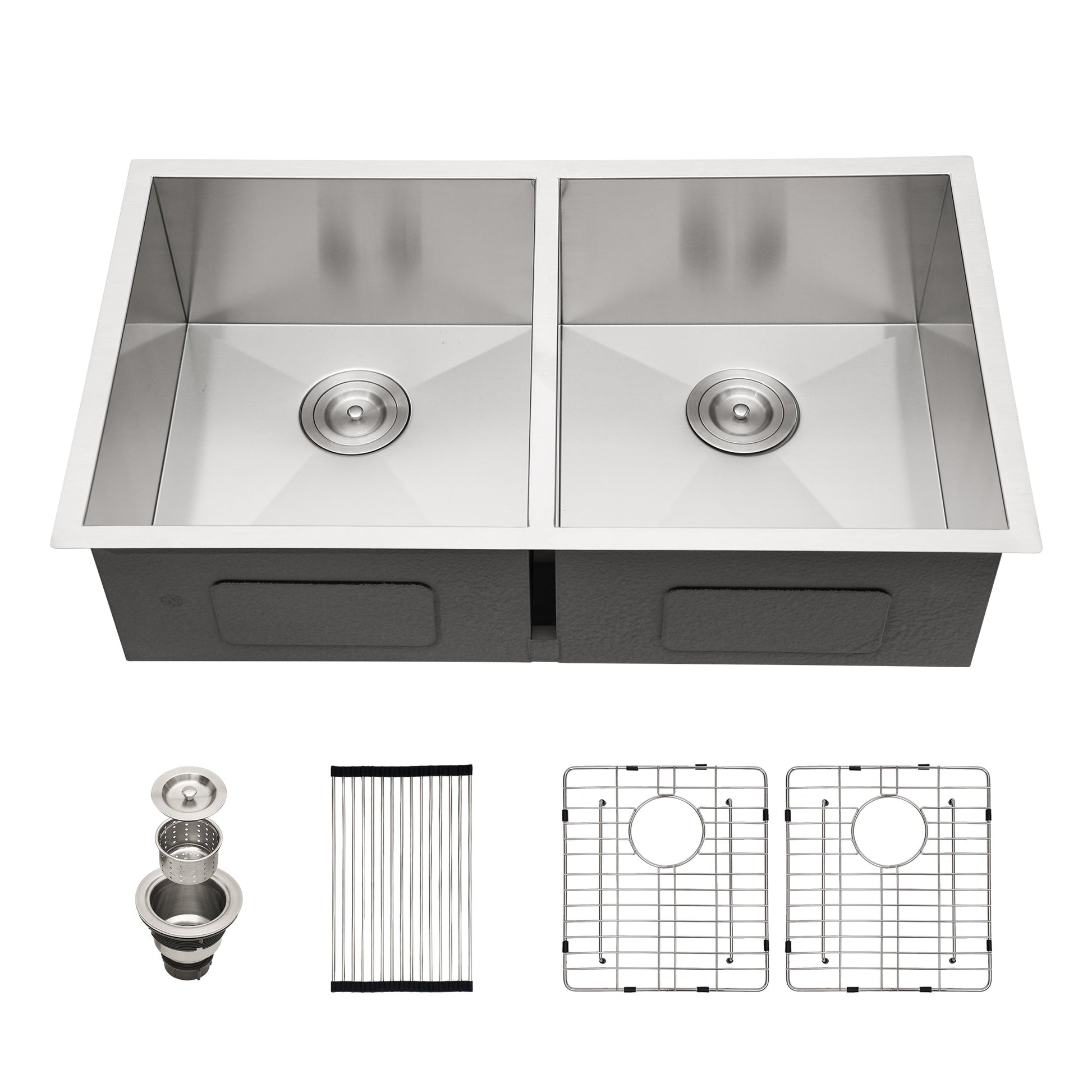 33 Inch Undermount Double Sink - Lordear Stainless Steel Double Kitchen Sink 18 Guage Double Bowl 50/50 Kitchen Sink 33x19x9 Inch Double Sinks | Kitchen Undermount Sink | Lordear