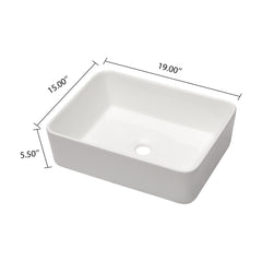 Lordear 19x15 Inch White Bathroom Vessel Sink