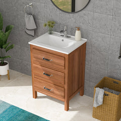 Lordear 24'' White Ceramic Vessel Bathroom Sink
