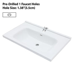 Lordear 31 in x 20 in Drop-In Ceramic White Bathroom Sink Basin