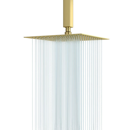 8 Inch Square Rain Shower Head 1.8 GPM High Pressure Shower Head Stainless Steel Shower Head-Brushed Gold  from Lordear