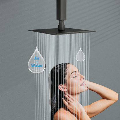 8 Inch Square Rain Shower Head 1.8 GPM High Pressure Shower Head Stainless Steel Shower Head-Matte Black  from Lordear