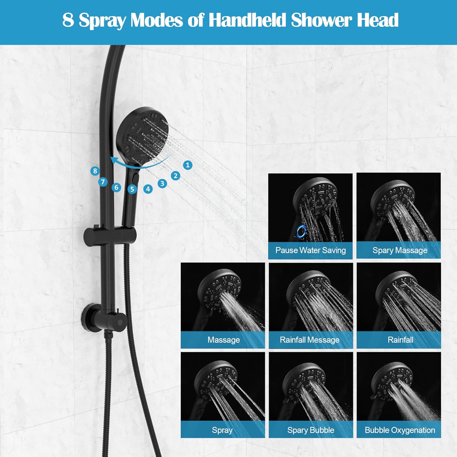 Lordear Stainless Steel Spa Rain Shower Head Combo
