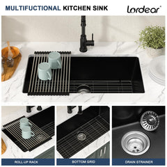 Lordear 33x19x9 Inch Undermount Bar Sink Single Bowl