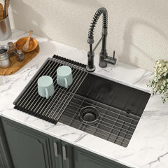 Lordear Gunmetal Black Single Bowl Undermount Stainless Steel Kitchen Sink