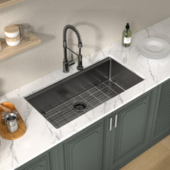 Lordear 36'' Black Stainless Steel Undermount Workstation Kitchen Sink