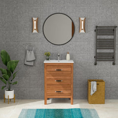 Lordear 24 x 18-Inch White Rectangular Ceramic Drop-In Bathroom Sink