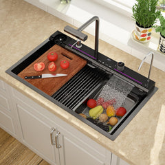 Lordear 36 Inch Black Drop-In Kitchen Sink