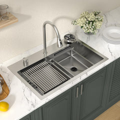 Lordear 31 Inch Drop-In Workstation Kitchen Sink