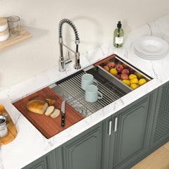 Lordear 39-Inch Undermount Workstation Kitchen Sink Single Bowl