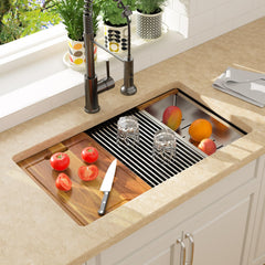 Lordear 32x19x9 Inch Undermount Kitchen Sink Single Bowl