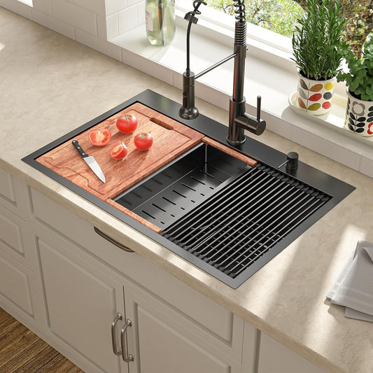 Lordear 36 Inch Drop-In Workstation Kitchen Sink