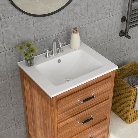 Lordear 24'' White Ceramic Vessel Bathroom Sink