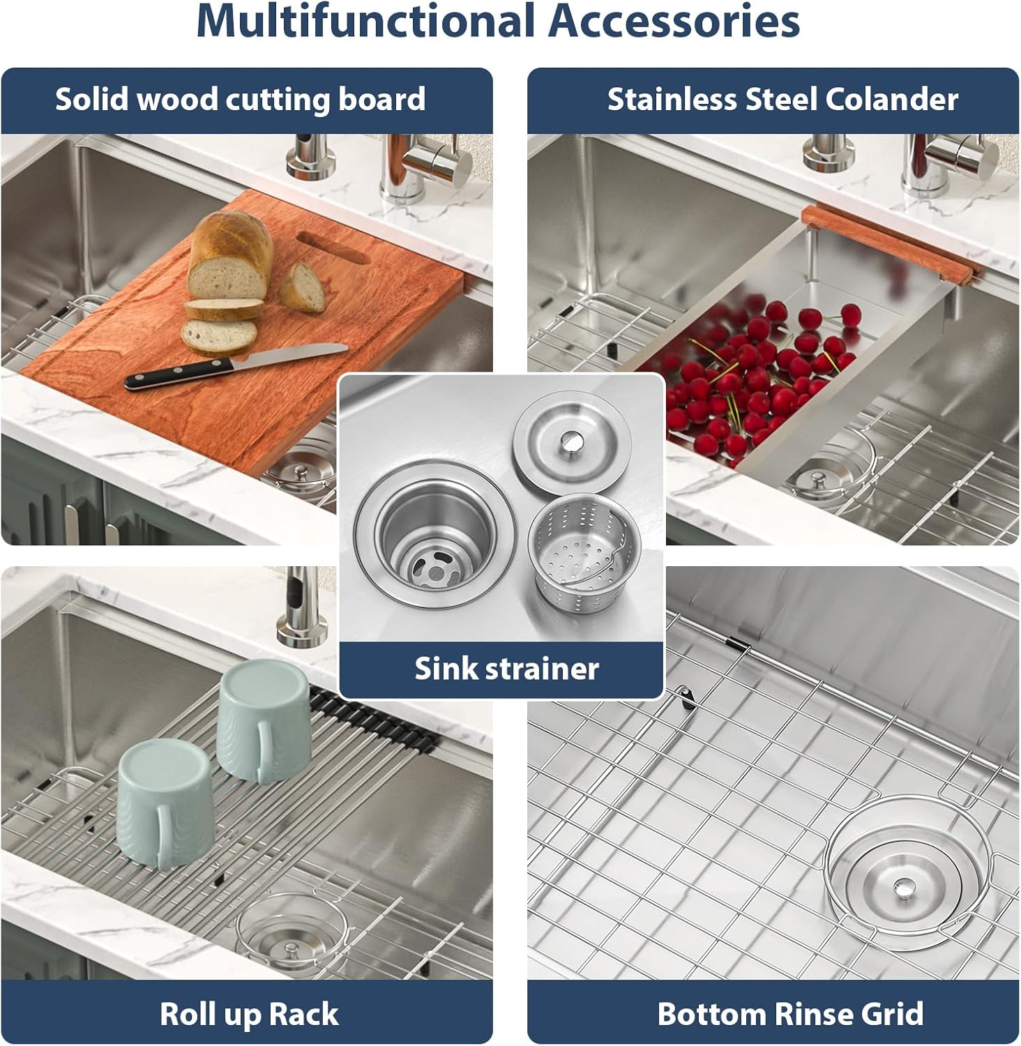 Lordear 30'' x 19'' Stainless Steel Undermount Workstation Kitchen Sink