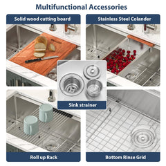 Lordear 30'' Undermount Kitchen Sink Single Bowl With Accessories