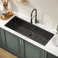 Lordear 45-Inch Black Undermount Workstation Kitchen Sink Single Bowl