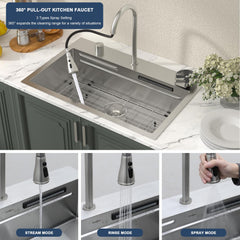 Lordear 31 Inch Drop-In Workstation Kitchen Sink