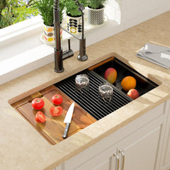 Lordear 33x19x9 Inch Undermount Kitchen Sink Single Bowl
