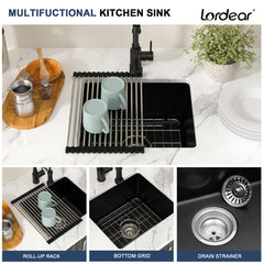 Lordear 18x16x9 Inch Undermount Bar Sink Single Bowl