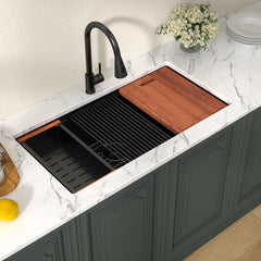 Lordear 36'' Matte Black Stainless Steel Undermount Workstation Kitchen Sink