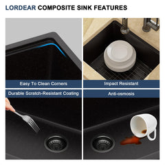 Lordear 21-Inch Undermount Bar Sink Single Bowl
