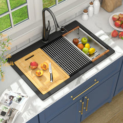 Lordear 33x22x9 Inch Drop-In Kitchen Sink Single Bowl