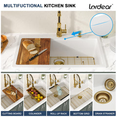 Lordear 33-Inch Drop-In Kitchen Sink Single Bowl