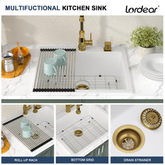 Lordear 25x22x9 Inch Drop-In Kitchen Sink Single Bowl