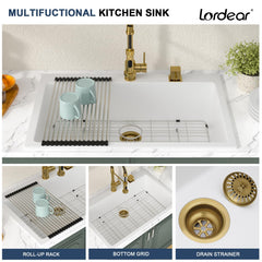Lordear 33-Inch Drop-In Kitchen Sink Single Bowl
