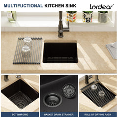 Lordear 18x15-Inch Black Composite Bar Sink
