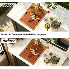 Lordear 15x20 Inch Gold Drop-In Workstation Bar Sink