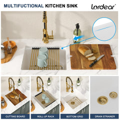Lordear 18x18 Inch Undermount Bar Sink Single Bowl