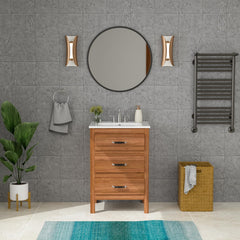 Lordear 24'' White Ceramic Vessel Bathroom Sink