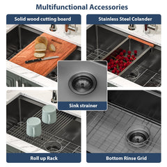 Lordear 33'' Undermount Kitchen Sink Single Bowl With Accessories