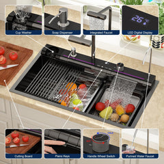 Lordear 36 Inch Black Drop-In Kitchen Sink