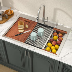 Lordear 33'' Drop In Kitchen Sinks Single Bowl With Accessories