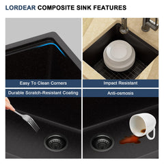 Lordear 15x18 Inch Undermount Bar Sink Single Bowl