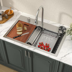 Lordear 31 Inch Drop-In Workstation Kitchen Sink