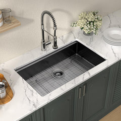 Lordear 32'' Gunmetal Black Stainless Steel Undermount Workstation Kitchen Sink