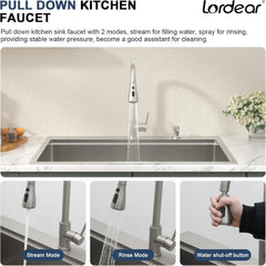 Lordear 33 Inch Drop-In Kitchen Sink