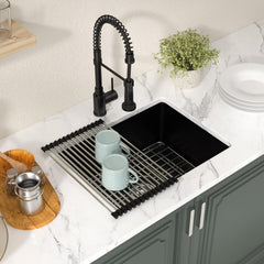 Lordear 22x17x9 Inch Black Granite Composite Undermount Bar Sink