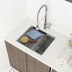 Lordear 23'' Undermount Workstation Single Bowl Stainless Steel Laundry Sink
