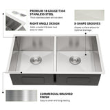33 Inch Undermount Double Sink - Lordear Stainless Steel Double Kitchen Sink 18 Guage Double Bowl 50/50 Kitchen Sink 33x19x9 Inch Double Sinks | Kitchen Undermount Sink | Lordear