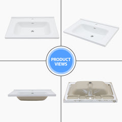 Lordear 31 in x 20 in Drop-In Ceramic White Bathroom Sink Basin